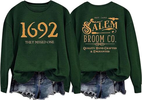 1692 They Missed One Halloween Shirts for Women Salem Witch Long Sleeve Shirt Halloween Hocus Pocus Pullover Tops in Saudi Arabia