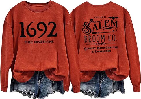 1692 They Missed One Halloween Shirts for Women Salem Witch Long Sleeve Shirt Halloween Hocus Pocus Pullover Tops in Saudi Arabia