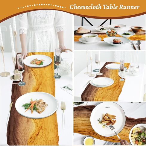 Cheesecloth Table Runner, Gradient-Light and Dark Blue Gauze Table Runner, Widely Use Cheese Cloth Table Runner 120 Inches Long, Versatile Sheer Table Runner with Crinkle, for DIY, Party in Saudi Arabia