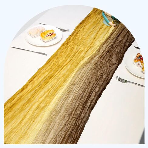 Cheesecloth Table Runner, Gradient-Light and Dark Blue Gauze Table Runner, Widely Use Cheese Cloth Table Runner 120 Inches Long, Versatile Sheer Table Runner with Crinkle, for DIY, Party in Saudi Arabia