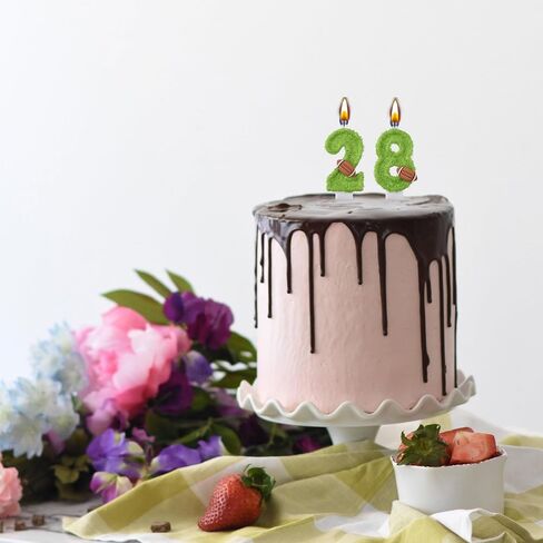 28 82 Birthday Candles, 28th 82nd Cake Candles, Silver Happy Birthday Number 28 82 Candles Cake Topper Decorations for Party Men Women in Kuwait