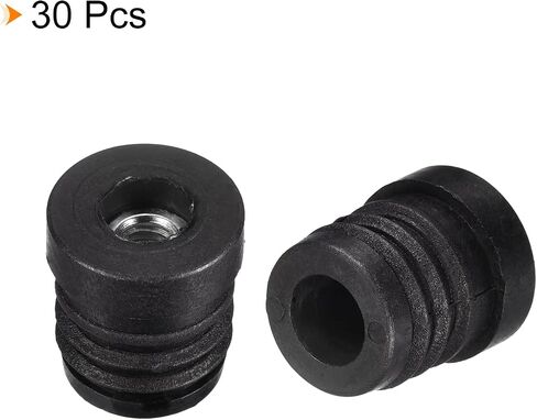 uxcell 4Pcs Plastic Threaded Tube Inserts with M8 Thread, for 19mm/0.75" OD Round Tube, Adjustable Round Black Plastic Plug Caster Insert Chair End Caps Furniture Leg Plug in Saudi Arabia