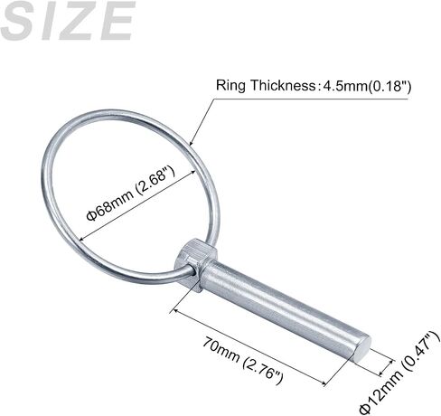 METALLIXITY Linch Pin with Ring (12mmx70mm) 2Pcs, Carbon Steel Linch Pins Lock Clips Fastener Pin - for House Construction, Tractors, Trailers, Trucks, Mowers, Trolley in Saudi Arabia
