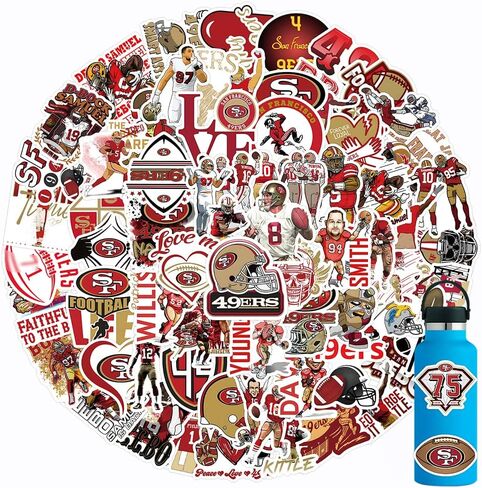 104Pcs Football Rugby Stickers for Water Bottle,Rugby Decal Decoration Sticker for Boys，Waterproof Decals for Laptop，Phone Case，Car，Guitar，Bumper，Skateboard，Gifts for Kids Adults Teens in Kuwait