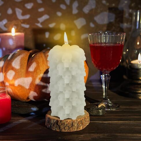 Large Skull Figure Image Candle Spooky Candle Holder Skeleton Head Candle Soy Wax Candles Home Decor for Halloween Birthday Anniversary (White, 3.35 x 2.56 x 2.76 Inch) in Saudi Arabia
