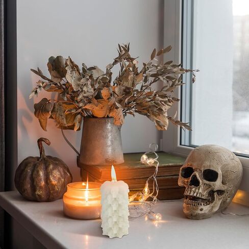Large Skull Figure Image Candle Spooky Candle Holder Skeleton Head Candle Soy Wax Candles Home Decor for Halloween Birthday Anniversary (White, 3.35 x 2.56 x 2.76 Inch) in Saudi Arabia