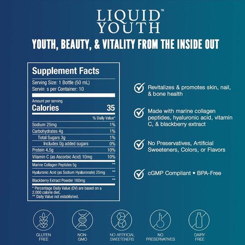 Premium Collagen Elixir Shot for Women & Men - Liquid Marine Collagen Drink for Hair Growth, Skin, Nail, Bone & Joint Health - Travel-Friendly Bottle (Passion Fruit, 10 Servings Per Box) in Saudi Arabia