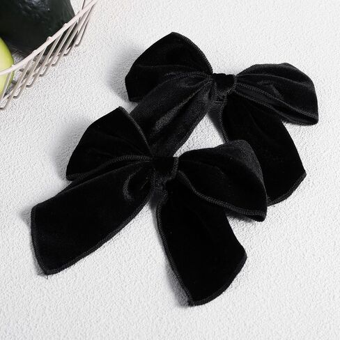 Yellow Velvet Ribbon Linen Hair Bows 5" Soft Velvet Fable Bow Alligator Clip Barrettes Toddler Teen Ponytail Knot Bows Hair Accessories for Little School Girls Kids Baby in Saudi Arabia