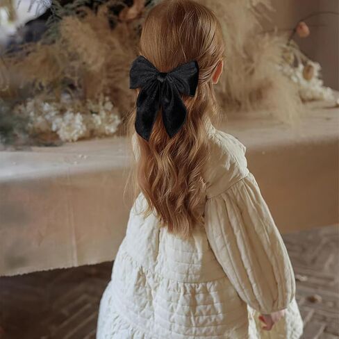 Yellow Velvet Ribbon Linen Hair Bows 5" Soft Velvet Fable Bow Alligator Clip Barrettes Toddler Teen Ponytail Knot Bows Hair Accessories for Little School Girls Kids Baby in Saudi Arabia