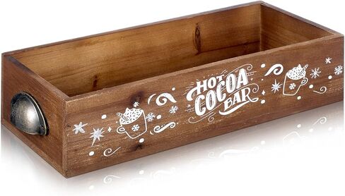 Vesici Christmas Hot Cocoa Bar Wood Storage Box Decorative Cute Wooden Storage Bins Farmhouse Open Holder Box Coffee Station Organizer for Xmas Holiday Bar Home Office Countertop(Pink,Vibrant) in Kuwait