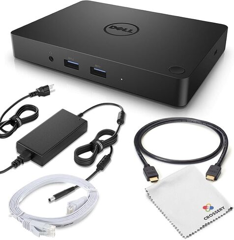 حزمة محطة الإرساء WD15 USB-C من Dell مع دعم الشاشة المزدوجة، ومحول طاقة 180 وات، وHDMI/VGA/MiniDP، وإيثرنت، ومنافذ USB متعددة (متجددة) in Saudi Arabia