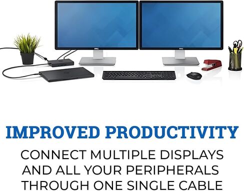 حزمة محطة الإرساء WD15 USB-C من Dell مع دعم الشاشة المزدوجة، ومحول طاقة 180 وات، وHDMI/VGA/MiniDP، وإيثرنت، ومنافذ USB متعددة (متجددة) in Saudi Arabia
