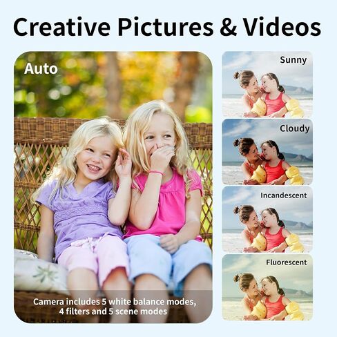 Digital Camera 4K for Teens with 16X Zoom auto Focus, Small Compact Portable Point and Shoot Boys/Girls Student Digital Camera with 64G SD Card, 2 Batteries(Black) in Saudi Arabia