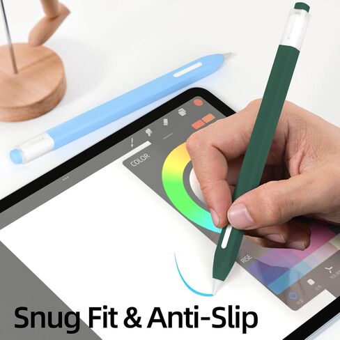 2 Pack Pencil Case Compatible with Apple Pencil Pro/Apple Pencil 2nd Generation Case,Non-Slip Silicone Case,Compatible withMagnetic chargingand DoubleClick.(Sky Blue, Dark Green) in Kuwait