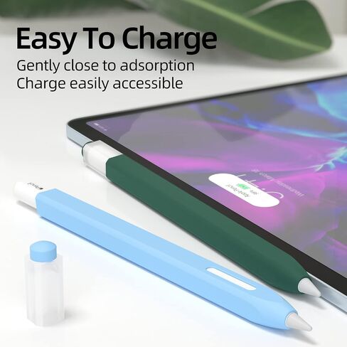 2 Pack Pencil Case Compatible with Apple Pencil Pro/Apple Pencil 2nd Generation Case,Non-Slip Silicone Case,Compatible withMagnetic chargingand DoubleClick.(Sky Blue, Dark Green) in Kuwait