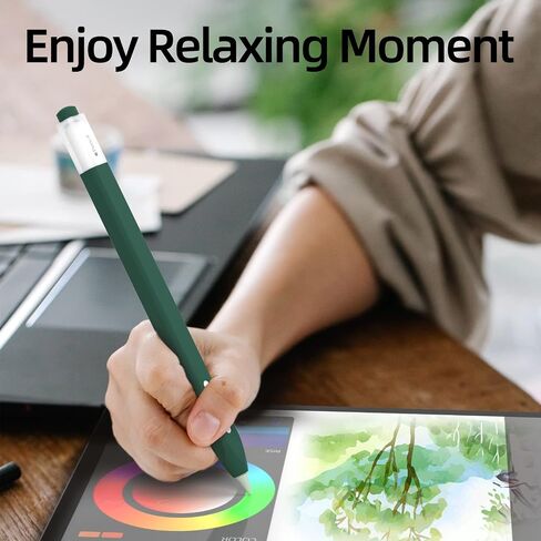 2 Pack Pencil Case Compatible with Apple Pencil Pro/Apple Pencil 2nd Generation Case,Non-Slip Silicone Case,Compatible withMagnetic chargingand DoubleClick.(Sky Blue, Dark Green) in Kuwait