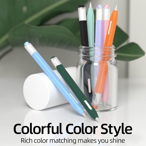 2 Pack Pencil Case Compatible with Apple Pencil Pro/Apple Pencil 2nd Generation Case,Non-Slip Silicone Case,Compatible withMagnetic chargingand DoubleClick.(Sky Blue, Dark Green) in Kuwait