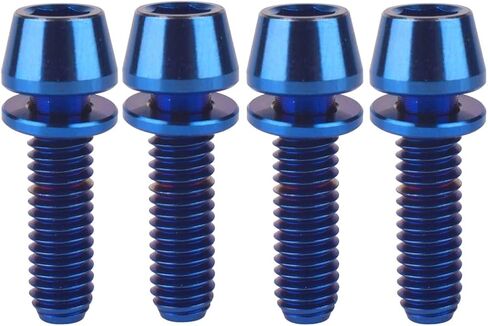 Titanium Bolts M6x16 18 20mm Hex Tapered Head for MTB Road Bicycle Crank Brake Fixed Upgrade Ti Screw 4Pcs (Gold, M6x16mm) in Kuwait