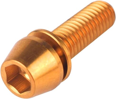 Titanium Bolts M6x16 18 20mm Hex Tapered Head for MTB Road Bicycle Crank Brake Fixed Upgrade Ti Screw 4Pcs (Gold, M6x16mm) in Kuwait