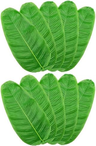 10Pcs Fake Banana Leaves,BananaLeaf Plates ,Tropical Artificial Banana Leaves, Used as Table Decorations for Table Runners Tropical Decorations,Kitchen & Dining in Place Mats (Green, Extra large) in Kuwait