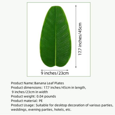 10Pcs Fake Banana Leaves,BananaLeaf Plates ,Tropical Artificial Banana Leaves, Used as Table Decorations for Table Runners Tropical Decorations,Kitchen & Dining in Place Mats (Green, Extra large) in Kuwait