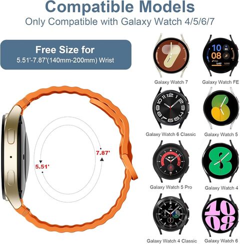 Sport Band Compatible with Samsung Galaxy Watch 7 Band 40mm 44mm,No Gap Soft Silicone Bands For Galaxy Watch FE 40 mm/Galaxy Watch 6/6 Classic 5 4 Band 40mm 44mm/20mm Watch Band For Women Men in Saudi Arabia