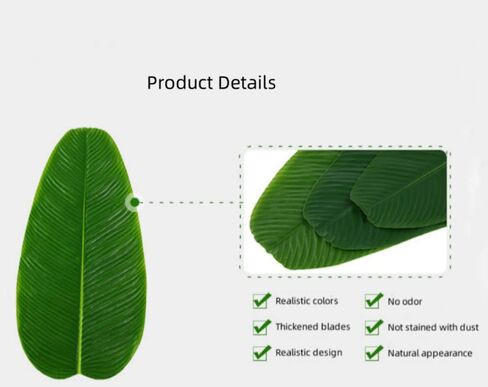 10Pcs Fake Banana Leaves,BananaLeaf Plates ,Tropical Artificial Banana Leaves, Used as Table Decorations for Table Runners Tropical Decorations,Kitchen & Dining in Place Mats (Green, Extra large) in Kuwait