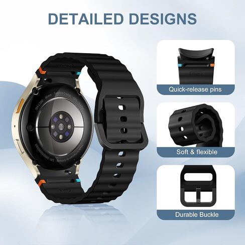 Sport Band Compatible with Samsung Galaxy Watch 7 Band 40mm 44mm,No Gap Soft Silicone Bands For Galaxy Watch FE 40 mm/Galaxy Watch 6/6 Classic 5 4 Band 40mm 44mm/20mm Watch Band For Women Men in Saudi Arabia
