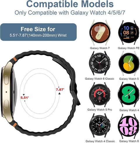 Sport Band Compatible with Samsung Galaxy Watch 7 Band 40mm 44mm,No Gap Soft Silicone Bands For Galaxy Watch FE 40 mm/Galaxy Watch 6/6 Classic 5 4 Band 40mm 44mm/20mm Watch Band For Women Men in Saudi Arabia