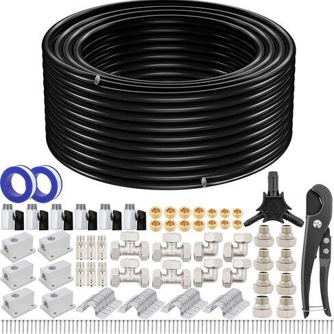 Compressed Air Piping System, 3/4 Inch x 200 FT Black HDPE Pipe,Aluminum Wall Outlet Blocks, Rapid Air Compressor System Accessories and Air Line Kit for Shop,Garage in Kuwait