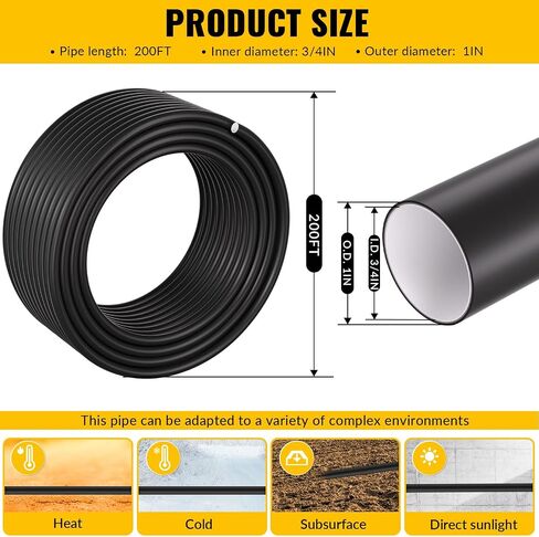 Compressed Air Piping System, 3/4 Inch x 200 FT Black HDPE Pipe,Aluminum Wall Outlet Blocks, Rapid Air Compressor System Accessories and Air Line Kit for Shop,Garage in Kuwait