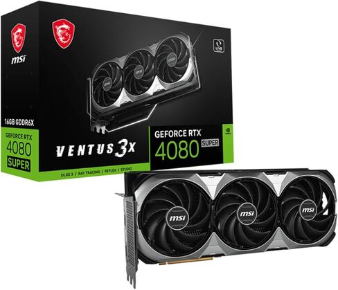 بطاقة رسومات MSI GeForce RTX 4080 Super 16GB Ventus 3X OC - 16 جيجابايت GDDR6X (23 جيجابت في الثانية / 256 بت)، مراوح PCIe 4.0-3 x TORX 4.0 - HDMI 2.1a، DisplayPort 1.4a in Saudi Arabia