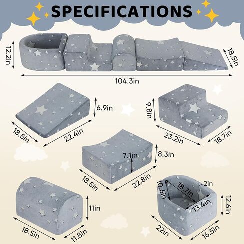 Soft Play Climbing Blocks for Toddlers,Baby Climb and Crawl Playset with Ball Pit,Foam Climbing Toys for Toddlers,Foam Climber for Indoor Crawling,Sliding and Playing (Grey) in Saudi Arabia