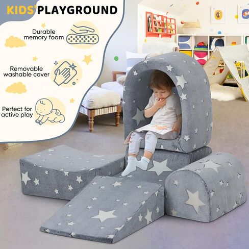 Soft Play Climbing Blocks for Toddlers,Baby Climb and Crawl Playset with Ball Pit,Foam Climbing Toys for Toddlers,Foam Climber for Indoor Crawling,Sliding and Playing (Grey) in Saudi Arabia