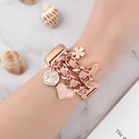 Stylish Metal Wristband Compatible with Fitbit Charge 6/Charge 5 Bands for Women,Cute Strap with Unique Love Cross Pendants Chain Charms Bracelet for Charge 5 6 Fitness Tracker in Saudi Arabia