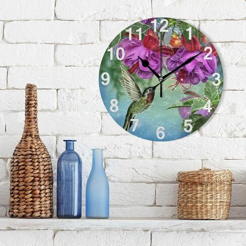 ZZKKO Neon Flamingo Wall Clock Quartz Analog Quiet, 9.5 Inch Round Desk Clock Battery Operated Easy to Read Decorative for Kitchen Bedroom Bathroom Living Room Classroom in Saudi Arabia