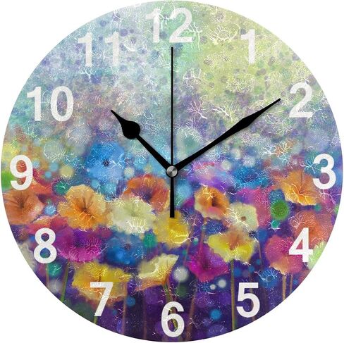 ZZKKO Neon Flamingo Wall Clock Quartz Analog Quiet, 9.5 Inch Round Desk Clock Battery Operated Easy to Read Decorative for Kitchen Bedroom Bathroom Living Room Classroom in Saudi Arabia