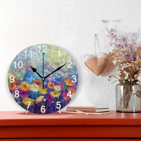 ZZKKO Neon Flamingo Wall Clock Quartz Analog Quiet, 9.5 Inch Round Desk Clock Battery Operated Easy to Read Decorative for Kitchen Bedroom Bathroom Living Room Classroom in Saudi Arabia