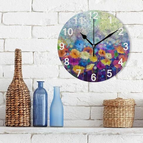 ZZKKO Neon Flamingo Wall Clock Quartz Analog Quiet, 9.5 Inch Round Desk Clock Battery Operated Easy to Read Decorative for Kitchen Bedroom Bathroom Living Room Classroom in Saudi Arabia