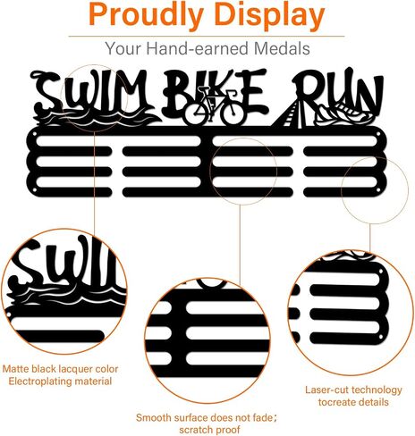 SUPERDANT Male Track and Field Medal Hanger Display Running Rack Frame Pole Vault Competition Medal Holder Sports 60+ Medals Display Frame Stain Steel Hook Black 15.75in Wide 3 Hanger Bar with Screws in Saudi Arabia