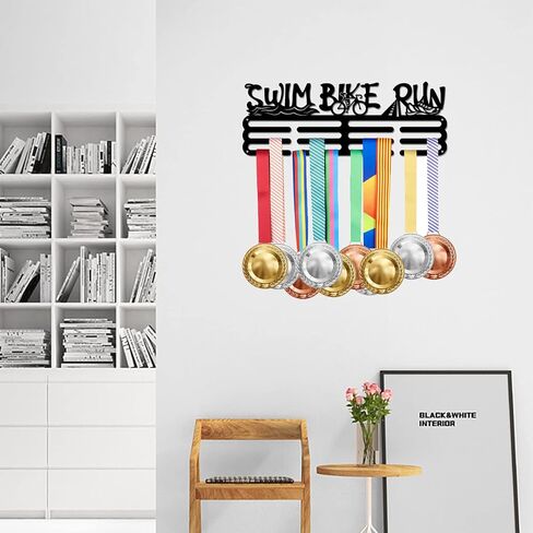 SUPERDANT Male Track and Field Medal Hanger Display Running Rack Frame Pole Vault Competition Medal Holder Sports 60+ Medals Display Frame Stain Steel Hook Black 15.75in Wide 3 Hanger Bar with Screws in Saudi Arabia