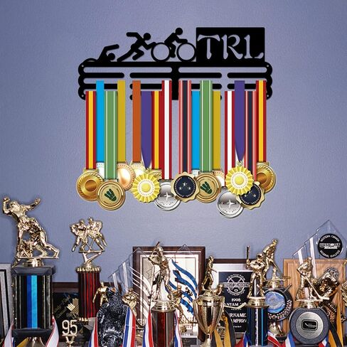 SUPERDANT Male Track and Field Medal Hanger Display Running Rack Frame Pole Vault Competition Medal Holder Sports 60+ Medals Display Frame Stain Steel Hook Black 15.75in Wide 3 Hanger Bar with Screws in Saudi Arabia