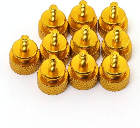 10pcs #6-32x6mm Desktop Computer PC Case Chassis Thumb Screws M3.5 Tool-Less Adjustment Colorful Aluminum Alloy Knurled Thumbscrew Gold in Saudi Arabia