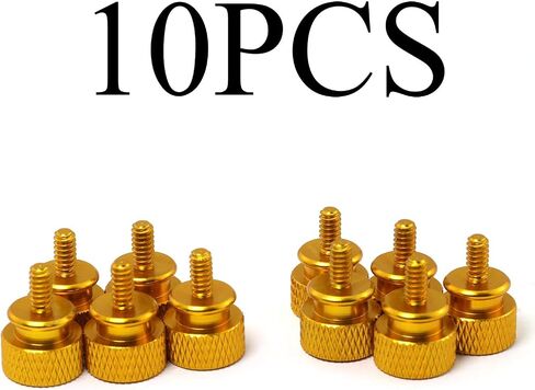 10pcs #6-32x6mm Desktop Computer PC Case Chassis Thumb Screws M3.5 Tool-Less Adjustment Colorful Aluminum Alloy Knurled Thumbscrew Gold in Saudi Arabia