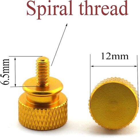 10pcs #6-32x6mm Desktop Computer PC Case Chassis Thumb Screws M3.5 Tool-Less Adjustment Colorful Aluminum Alloy Knurled Thumbscrew Gold in Saudi Arabia