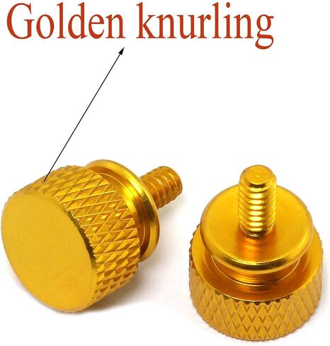 10pcs #6-32x6mm Desktop Computer PC Case Chassis Thumb Screws M3.5 Tool-Less Adjustment Colorful Aluminum Alloy Knurled Thumbscrew Gold in Saudi Arabia