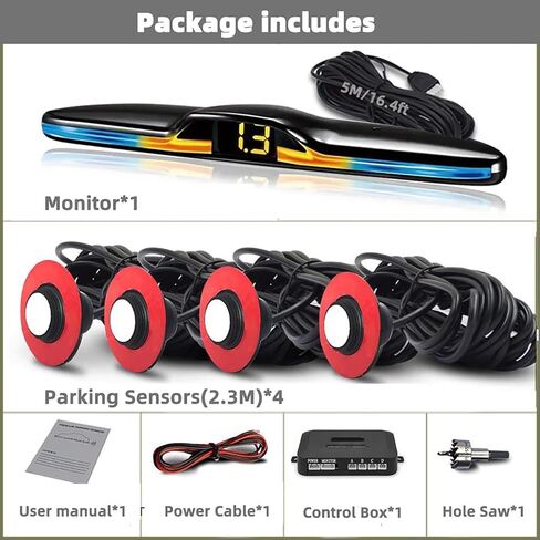 نظام ركن السيارة المدمج في أجهزة استشعار الطائرة الخلفية، نظام رادارات عكسية مع 4 أجهزة استشعار، ضوء LED، عرض المسافة، صفارة تحذيرية، اكتشاف المسافة in Kuwait