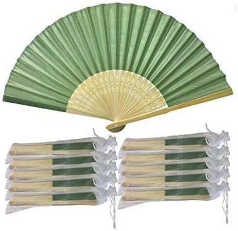 FANSOF.FANS SHF05 Mauve (Mallow) Purple Lilac Pack of 10 Wholesale Silk Fabric Hand Fan Bamboo Ribs Wedding Party Favour in Saudi Arabia