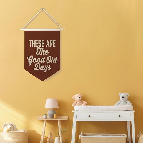 Qpenm These Are The Good Old Days Sign Hanging Wall Canvas Banner,Nostalgic Inspirational Quote Hanging Pennant Flag Prints,Positive Home Wall Decor poster&prints in Saudi Arabia