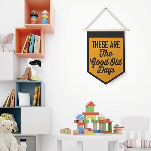 Qpenm These Are The Good Old Days Sign Hanging Wall Canvas Banner,Nostalgic Inspirational Quote Hanging Pennant Flag Prints,Positive Home Wall Decor poster&prints in Saudi Arabia